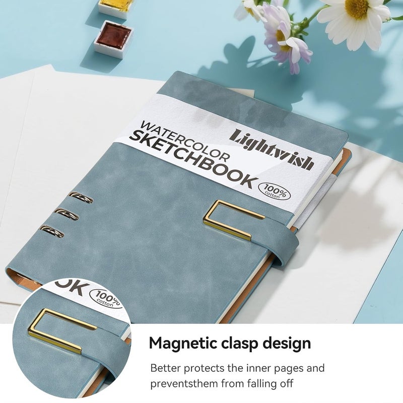 Lightwish Watercolor Sketchbook,100% Cotton Acid Free Watercolor Journal,450gsm Cold Press Watercolor Paper for Artists,Adults,Students,15 Sheets,5.8 * 8.2 Inches Paper - Image 5
